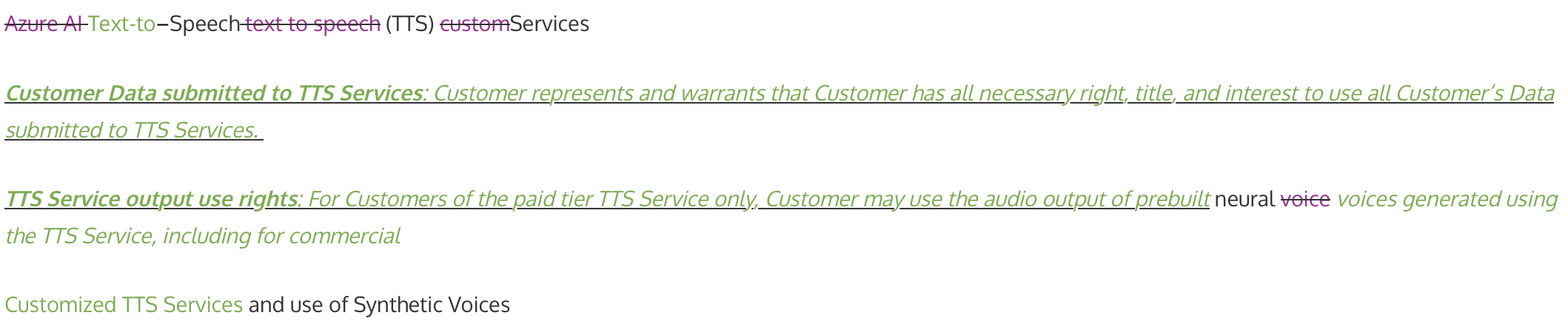 Added clarification to Text-To-Speech (TTS) Services